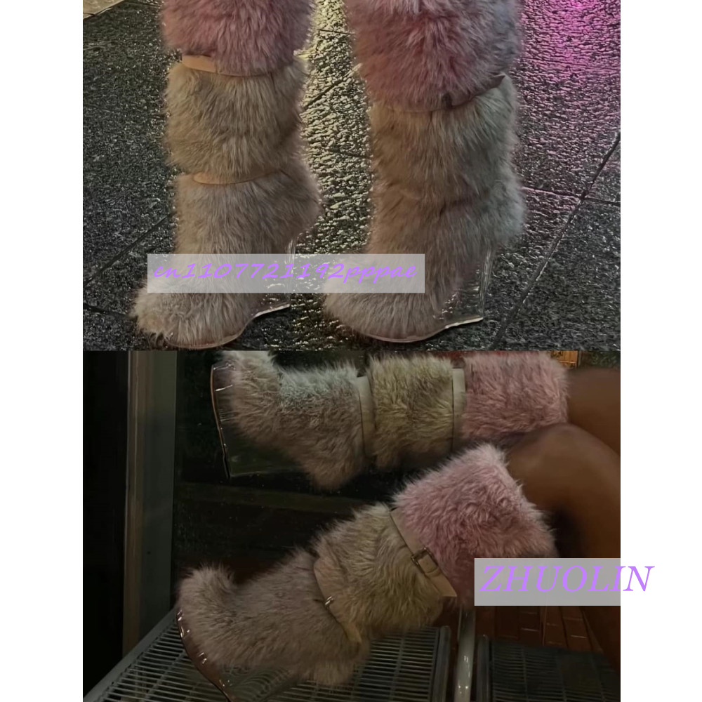 Zimowe Gradientowe Futrzane Pr – Women'S Fashion Knee High Boots recenzja i cena